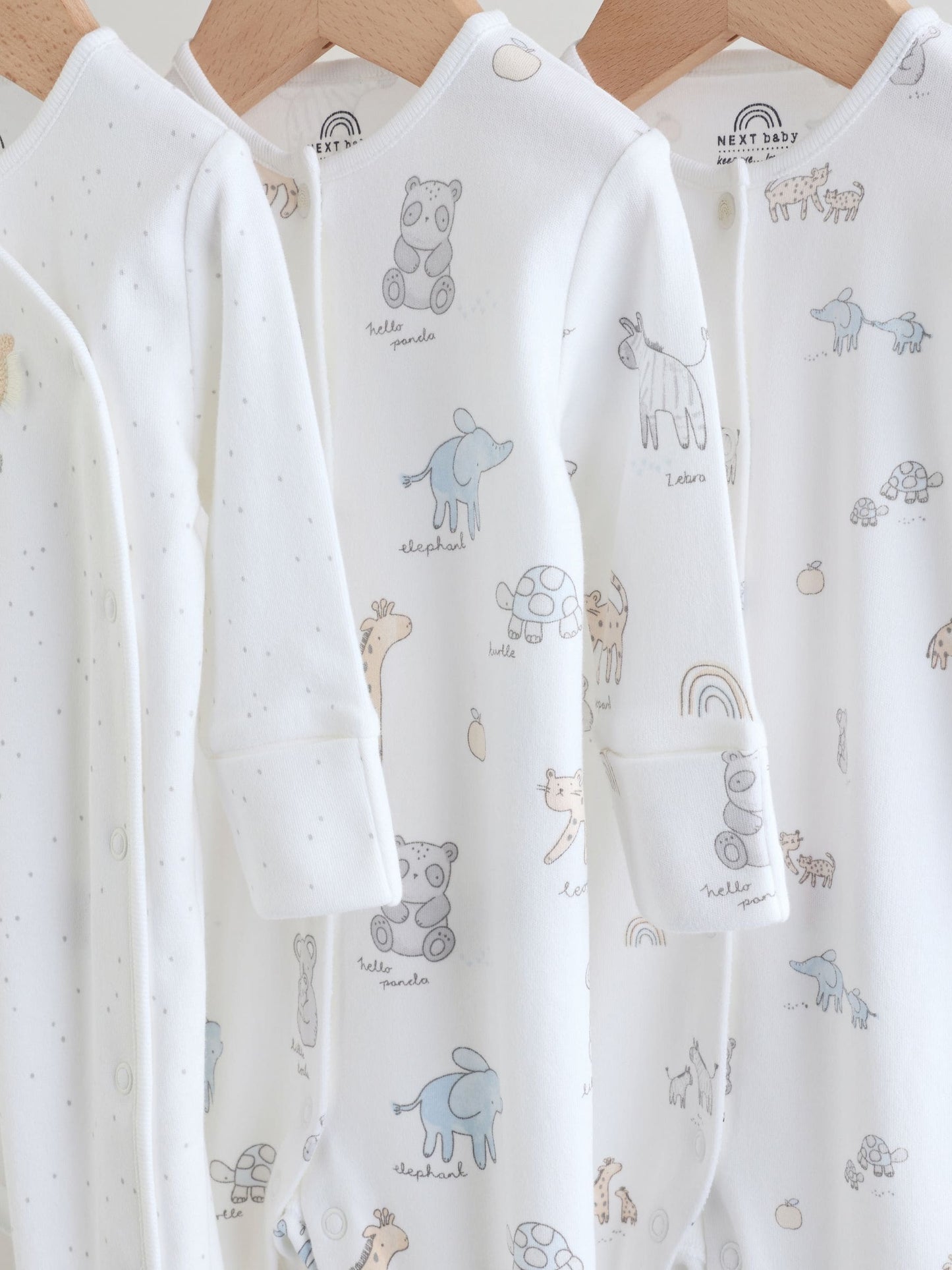White Safari Baby Sleepsuits 3 Pack (0-2yrs) image 6