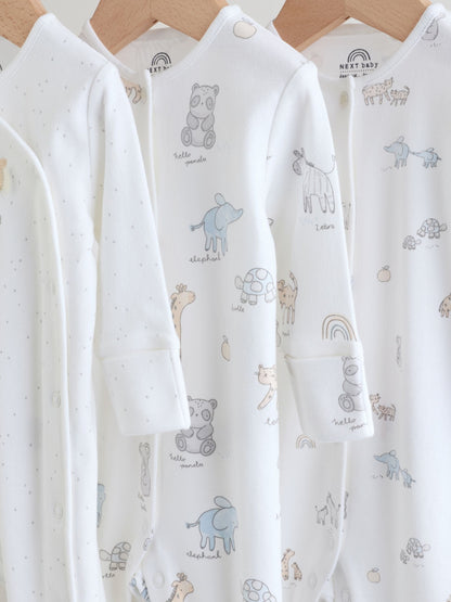 White Safari Baby Sleepsuits 3 Pack (0-2yrs) image 6