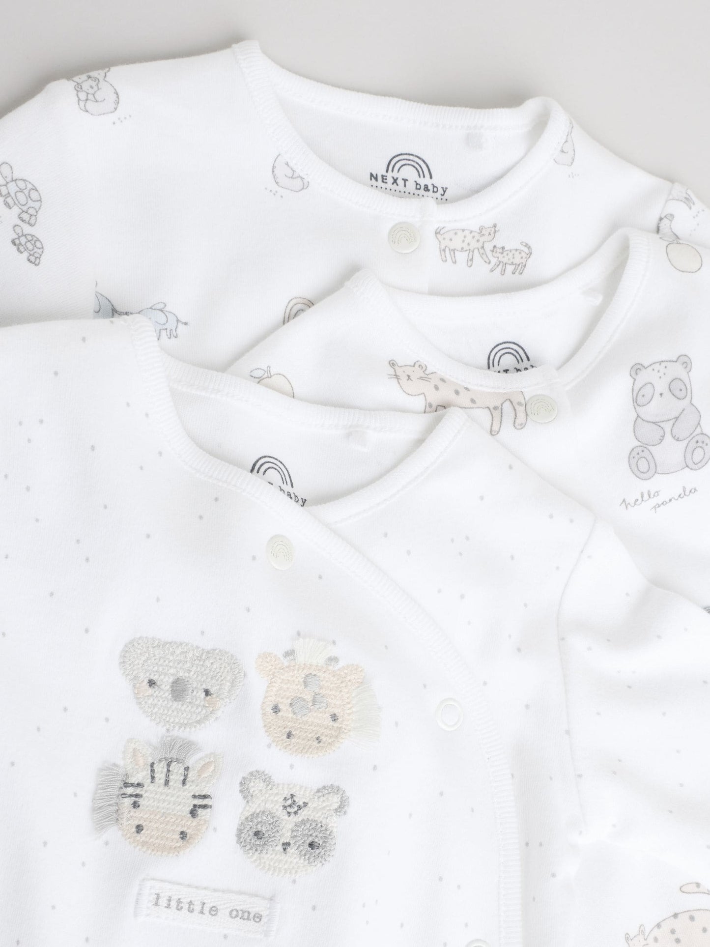 White Safari Baby Sleepsuits 3 Pack (0-2yrs) image 8