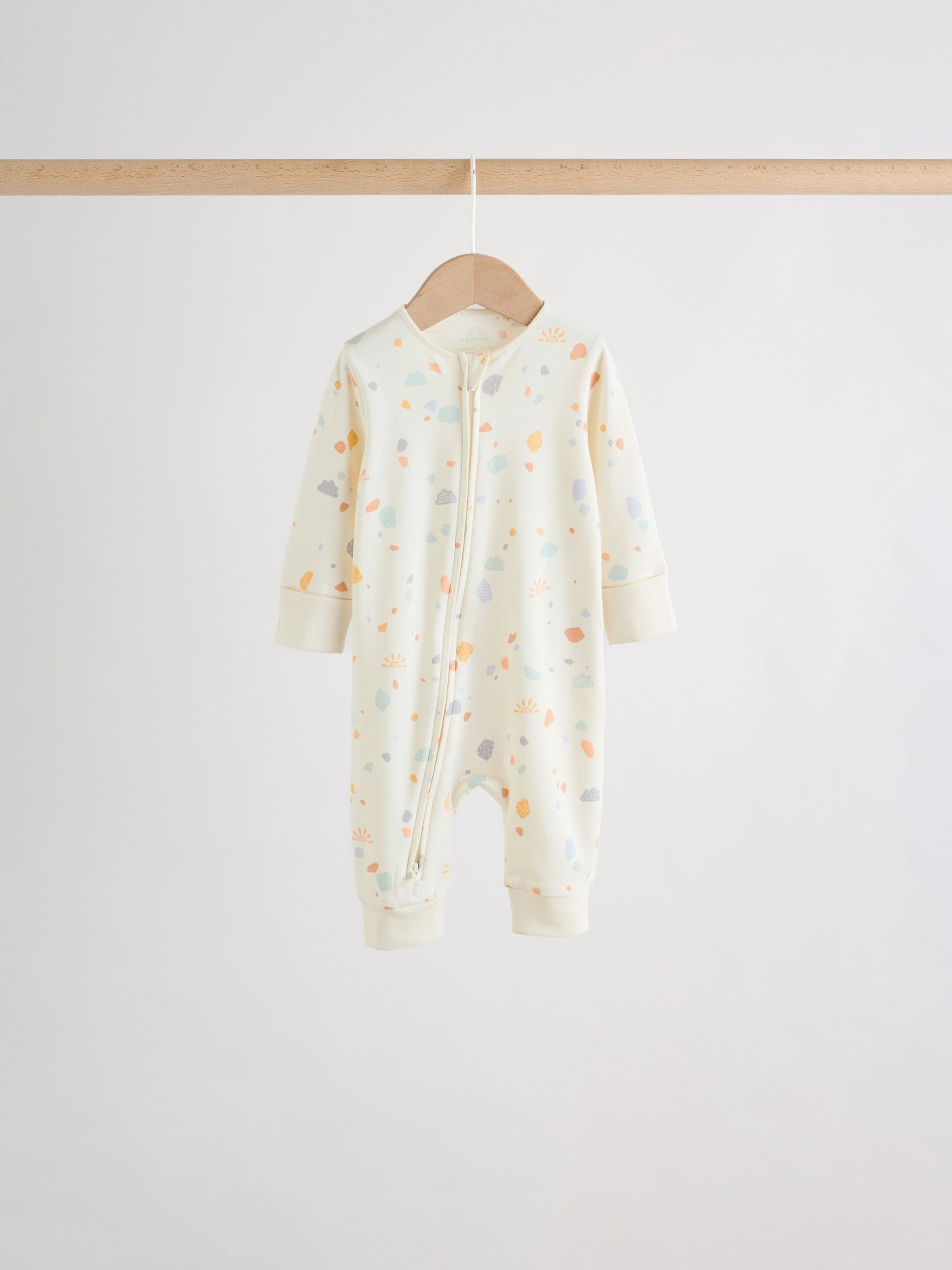 Cream Safari Two Way Zip Baby Sleepsuits 5 Pack (0mths-3yrs) image 6