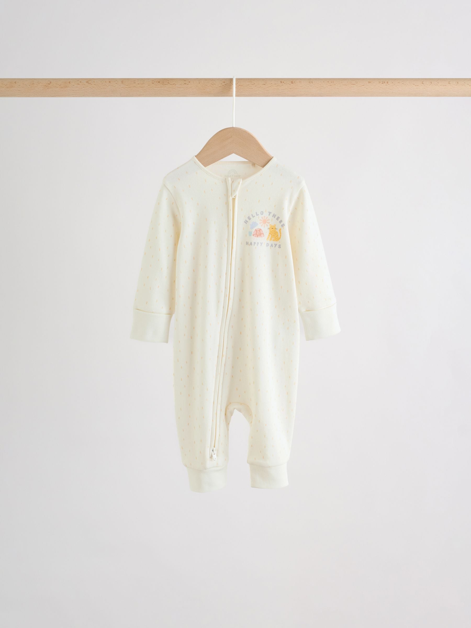 Cream Safari Two Way Zip Baby Sleepsuits 5 Pack (0mths-3yrs) image 7