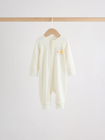 Cream Safari Two Way Zip Baby Sleepsuits 5 Pack (0mths-3yrs) image 7