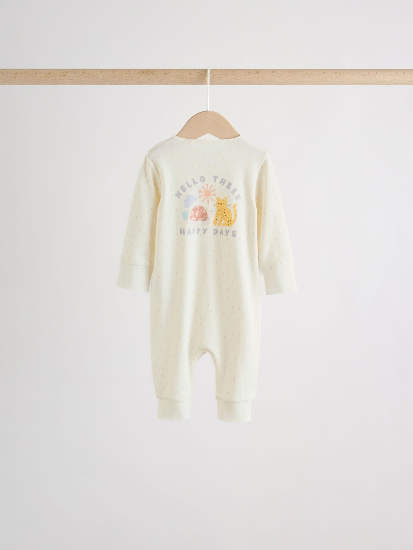 Cream Safari Two Way Zip Baby Sleepsuits 5 Pack (0mths-3yrs) image 8