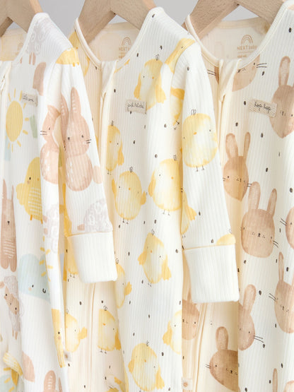 Yellow Spring Character Two Way Zip Baby Sleepsuits 3 Pack (0mths-3yrs) image 7