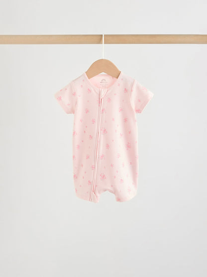 Pink Two Way Zip Baby Rompers 3 Pack (0mths-3yrs) image 5