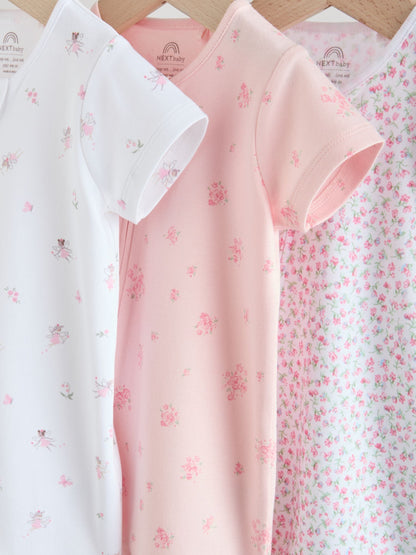 Pink Two Way Zip Baby Rompers 3 Pack (0mths-3yrs) image 7