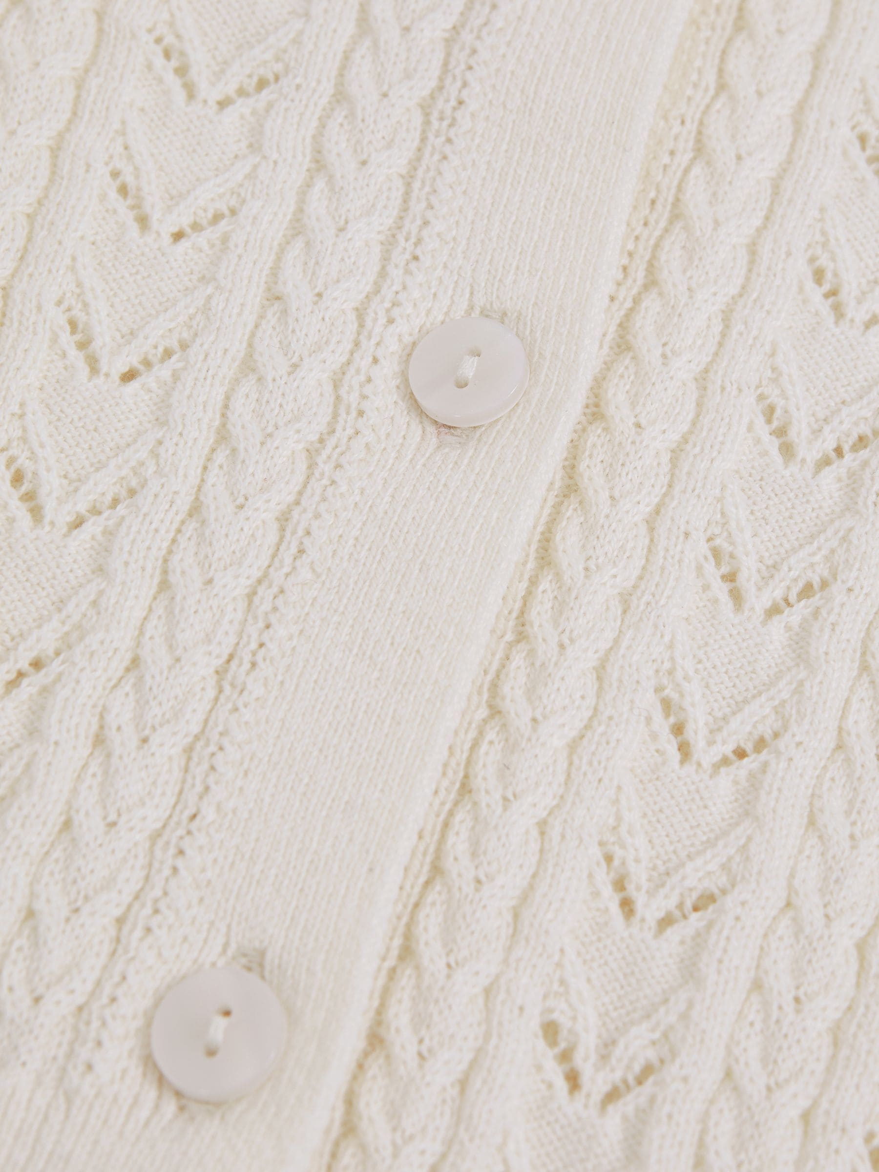 Reiss Ivory Flo 9-13 yrs Wool-Cotton Pointelle Cardigan image 4