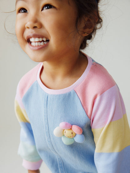 Pastel Rainbow Raglan Denim Dress (3mths-8yrs) image 4