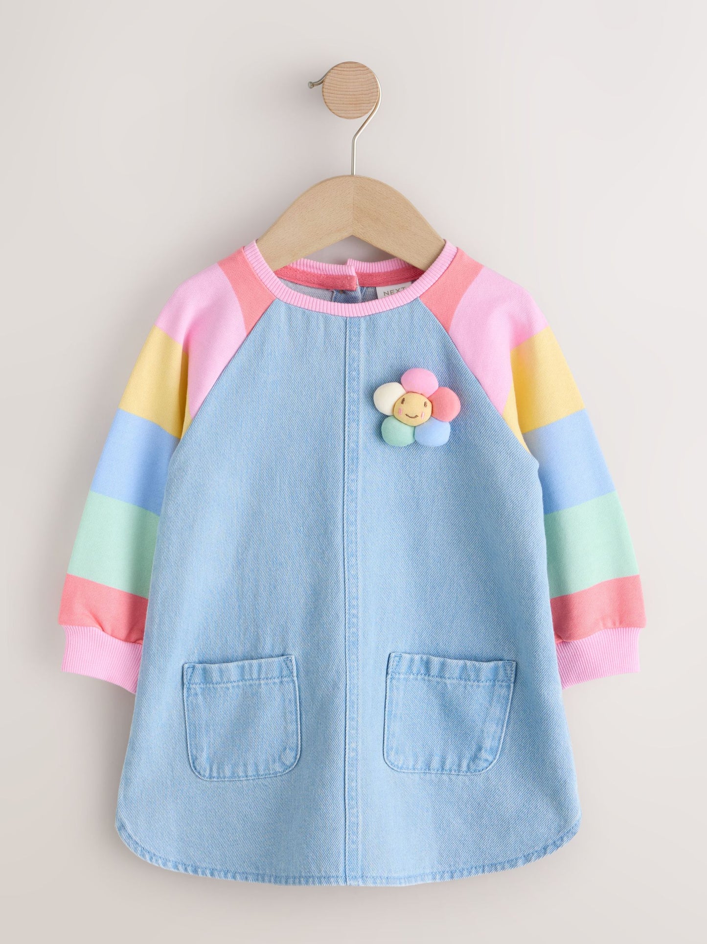 Pastel Rainbow Raglan Denim Dress (3mths-8yrs) image 5