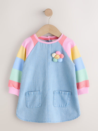 Pastel Rainbow Raglan Denim Dress (3mths-8yrs) image 5
