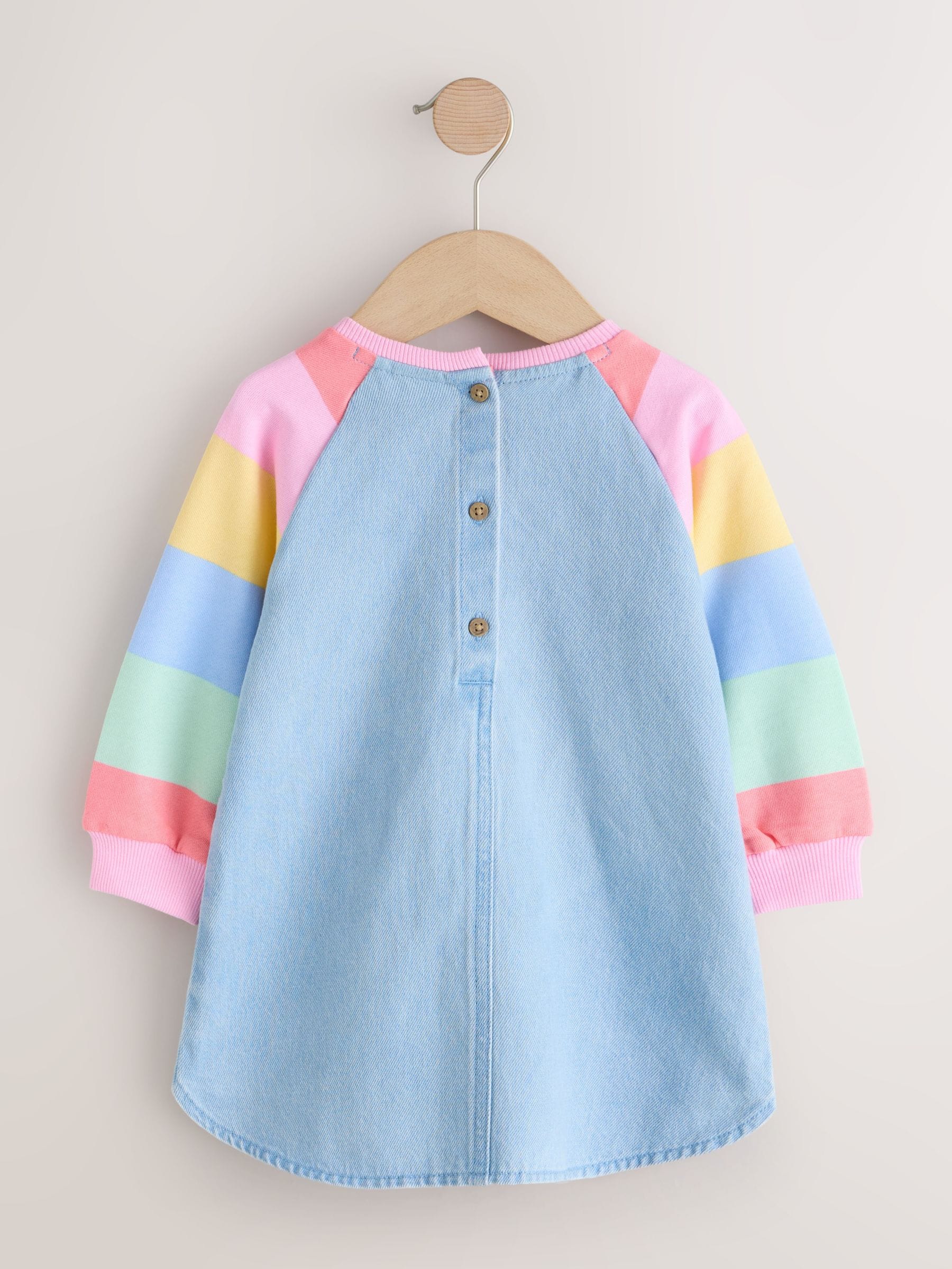 Pastel Rainbow Raglan Denim Dress (3mths-8yrs) image 6