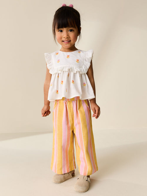 Peach Pink Embroidered Blouse And Trousers Co-ord Set (3mths-8yrs) image 1