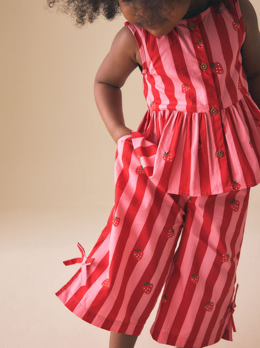 Red/Pink Stripe Blouse And Trousers Co-ord Set (3mths-8yrs) image 3