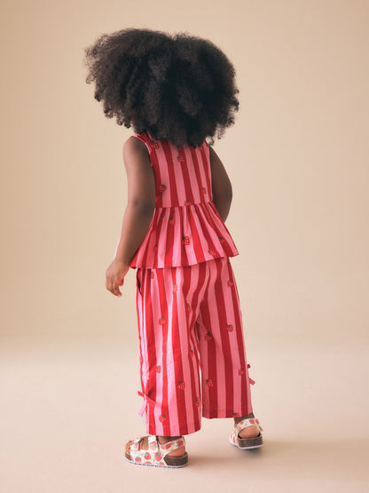 Red/Pink Stripe Blouse And Trousers Co-ord Set (3mths-8yrs) image 3
