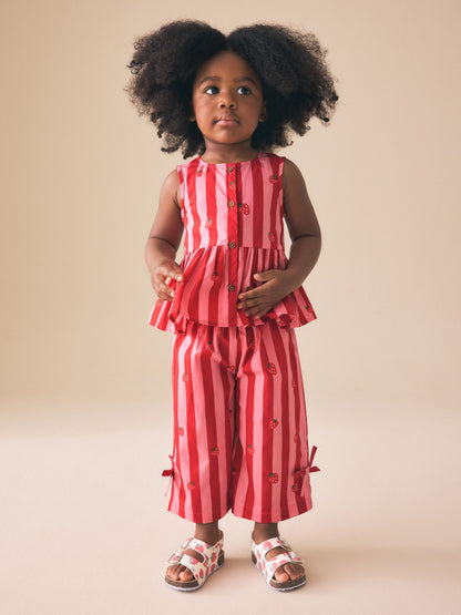 Red/Pink Stripe Blouse And Trousers Co-ord Set (3mths-8yrs) image 4