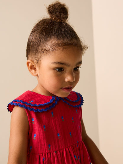 Red Ditsy Ric Rac Collar Dress (3mths-8yrs) image 2