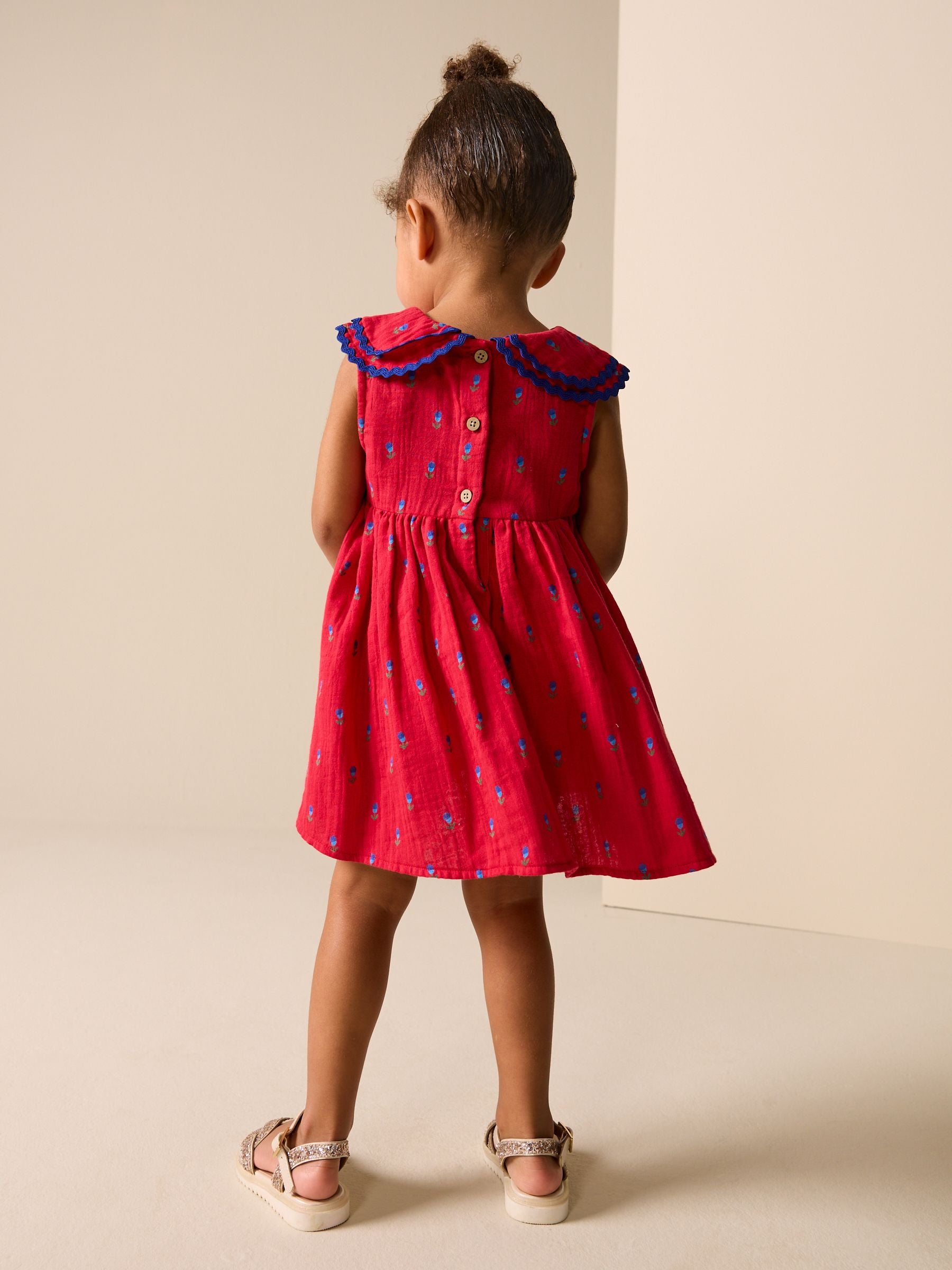 Red Ditsy Ric Rac Collar Dress (3mths-8yrs) image 3