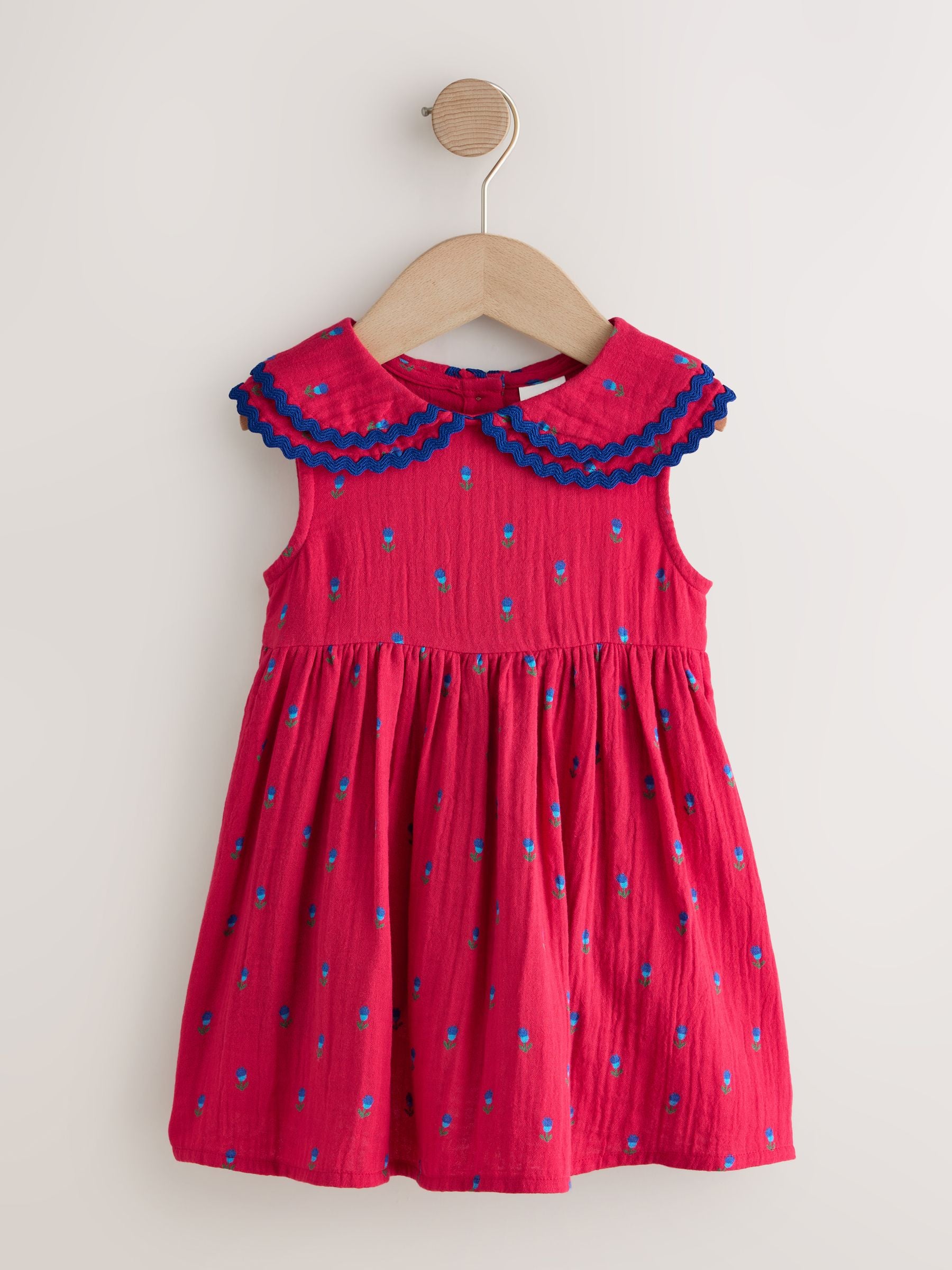 Red Ditsy Ric Rac Collar Dress (3mths-8yrs) image 4