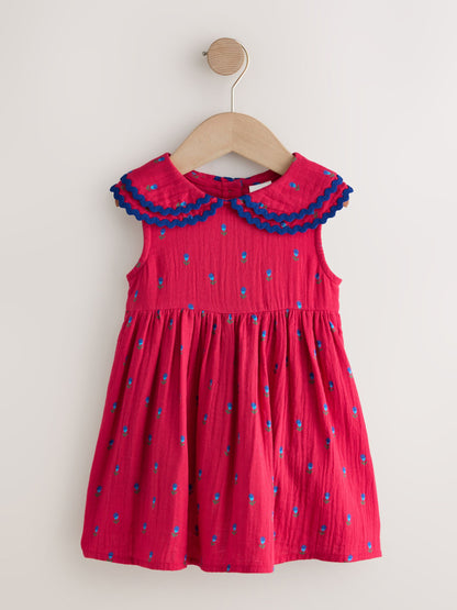Red Ditsy Ric Rac Collar Dress (3mths-8yrs) image 4
