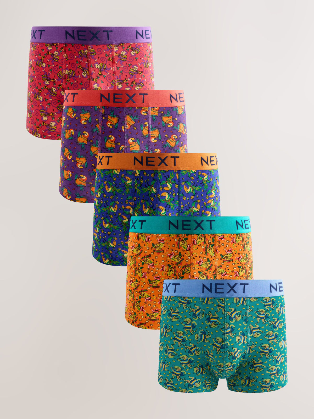 Dsiney Kidz - Fun Bright Mexican Animals 5 Pack Hipster Cotton Rich Boxers image 1