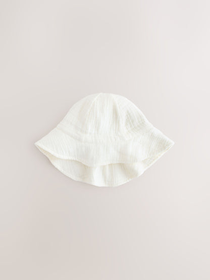 Ecru Woven Crinkle Baby Bucket Hat image 1