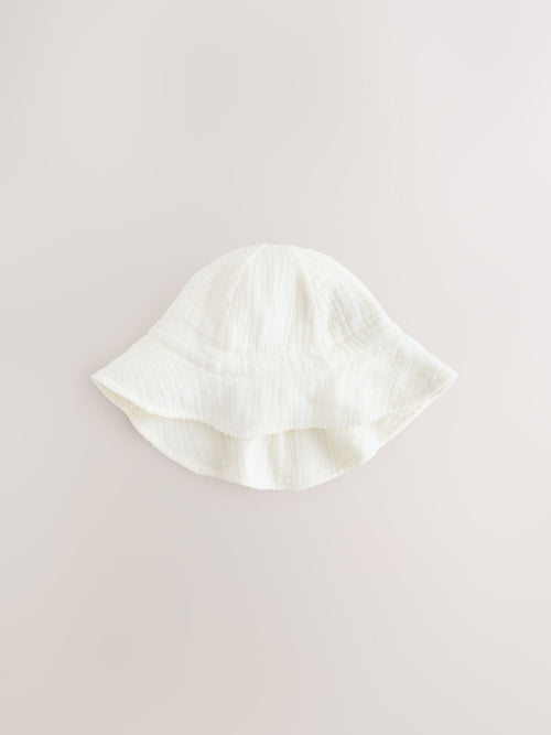 Ecru Woven Crinkle Baby Bucket Hat image 1
