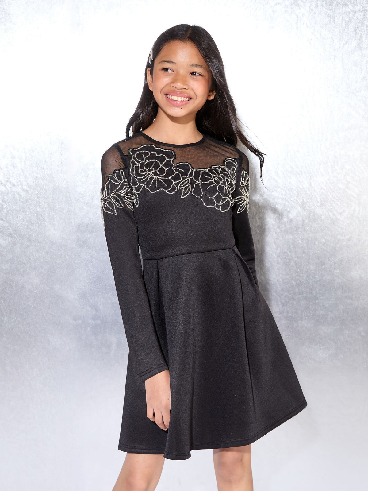 Lipsy Black Premium Scuba Embellished Occasion Dress (5-16yrs) - image 1