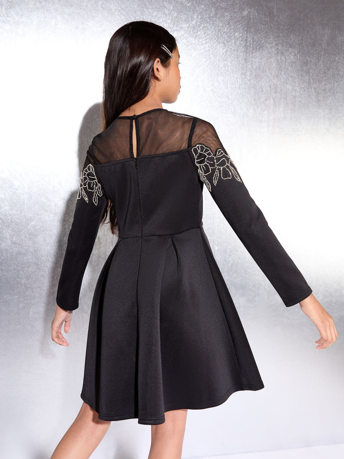 Lipsy Black Premium Scuba Embellished Occasion Dress (5-16yrs) - image 4