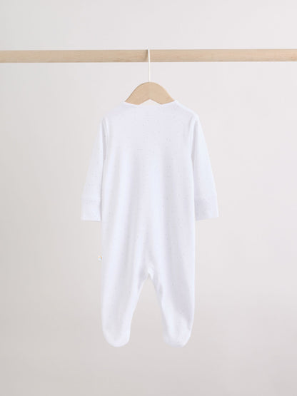 White Safari Baby Sleepsuits 3 Pack image 4