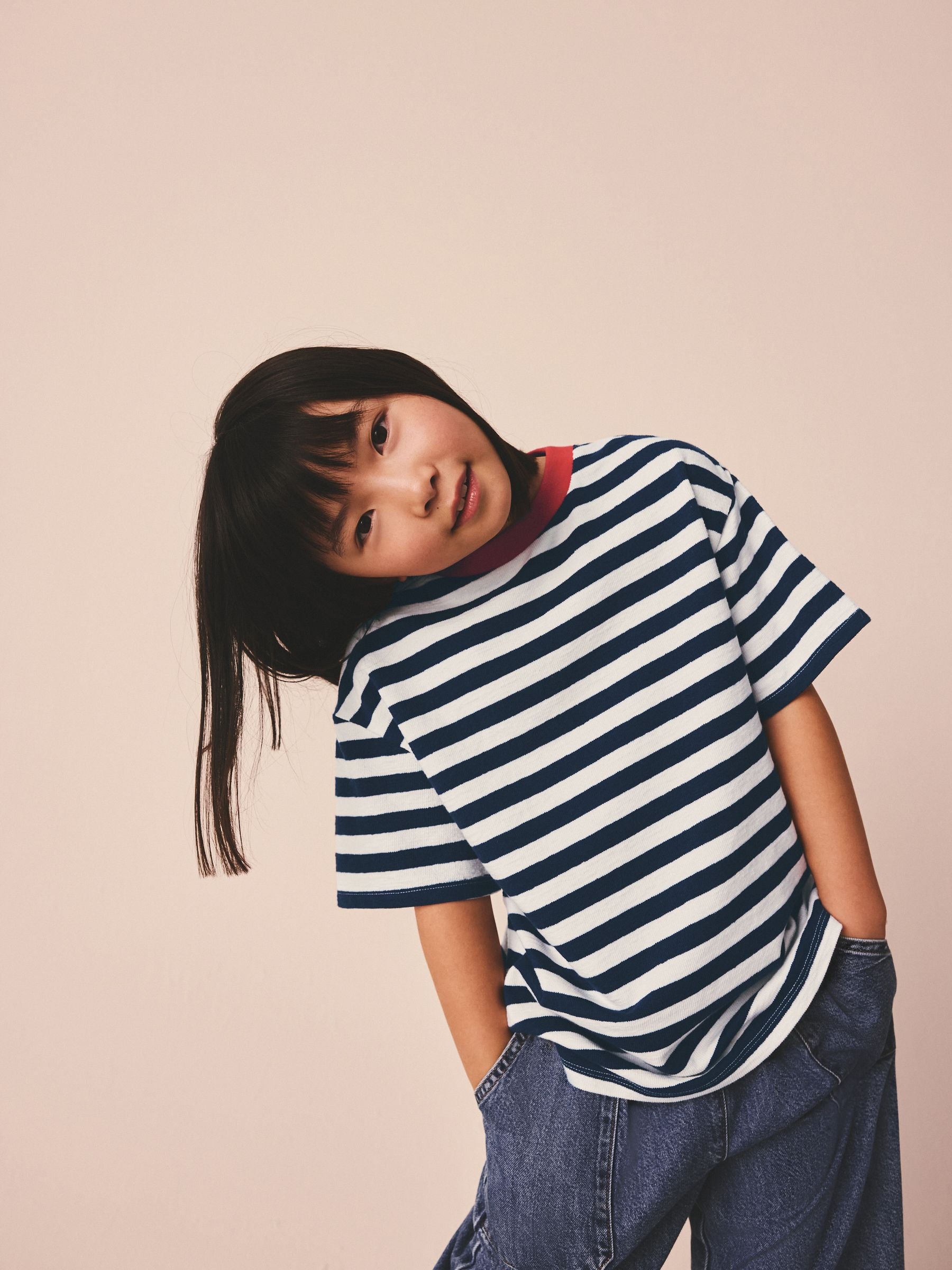 Dsiney Kidz - Blue Stripe Textured Oversized T-Shirt (3-16yrs) image 1