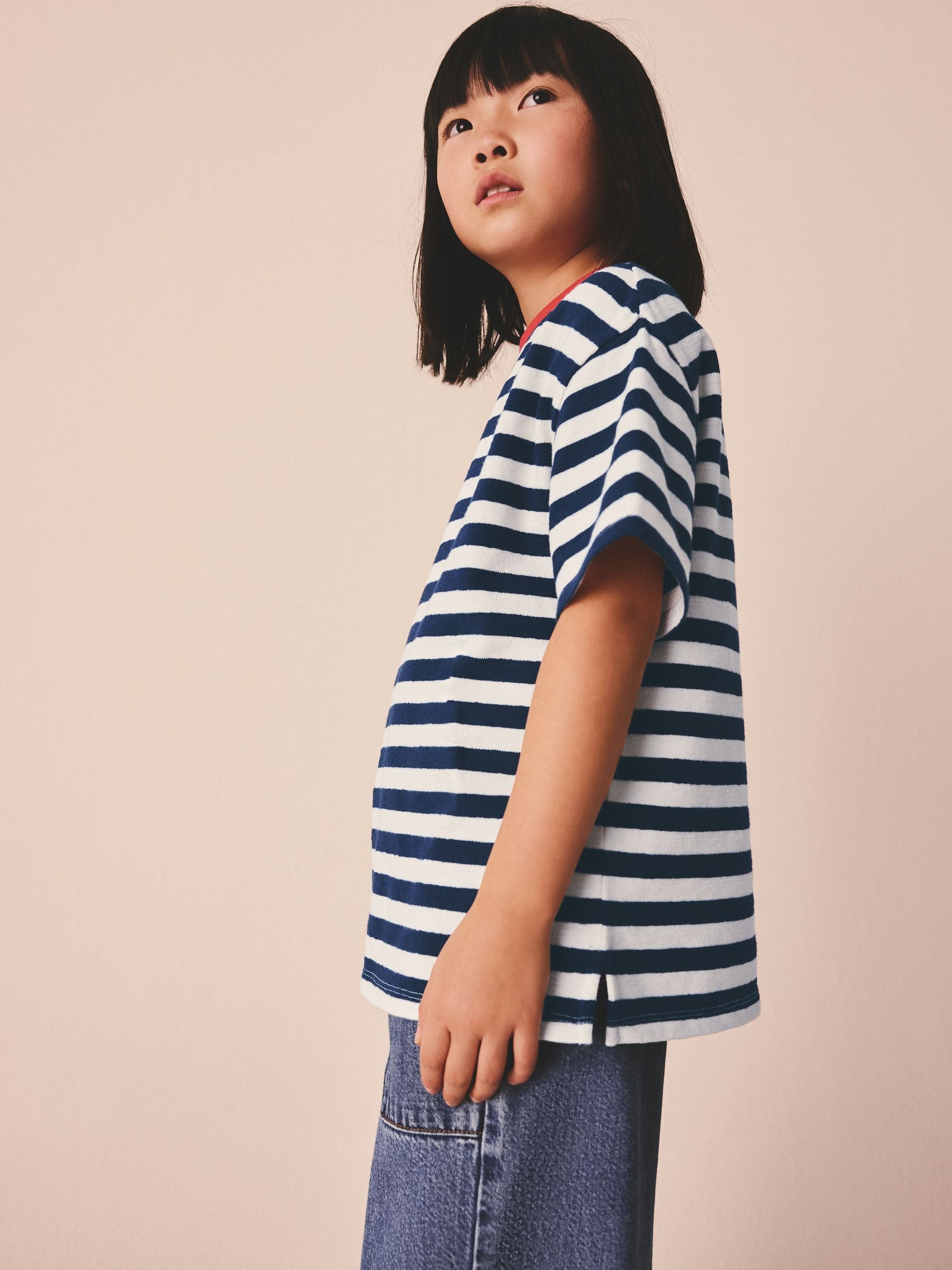 Dsiney Kidz - Blue Stripe Textured Oversized T-Shirt (3-16yrs) image 3