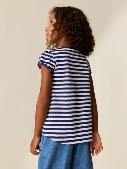 Dsiney Kidz - Navy/White Stripe Daisy Pocket T-Shirt (12mths-12yrs) image 2