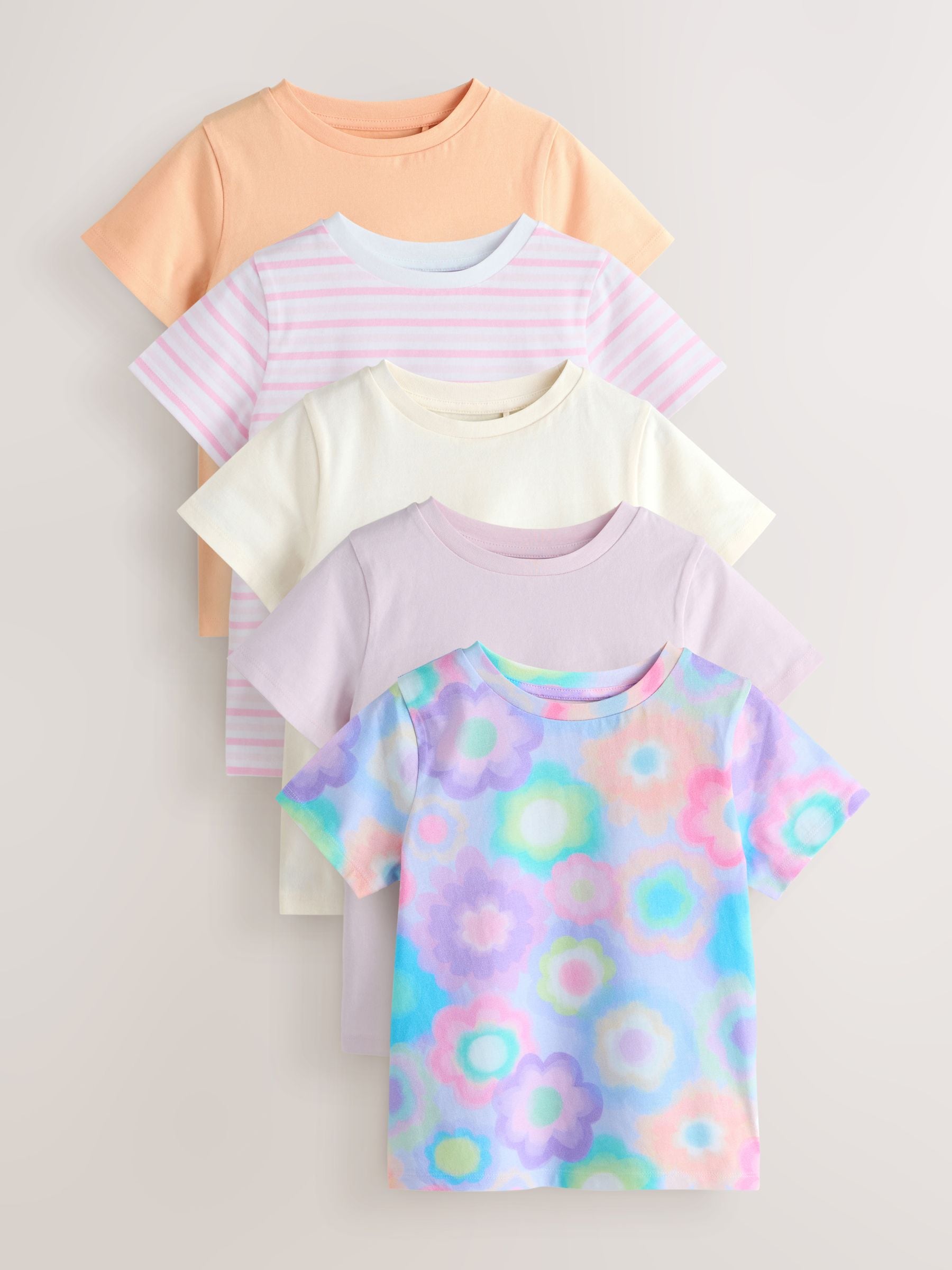 Dsiney Kidz - Pink Abstract 5 Pack T-Shirts (3-16yrs) image 1