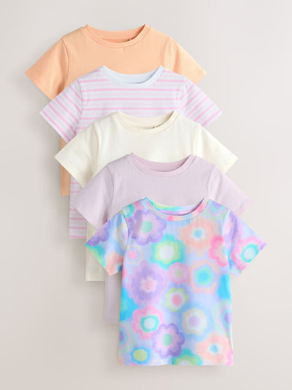 Dsiney Kidz - Pink Abstract 5 Pack T-Shirts (3-16yrs) image 1