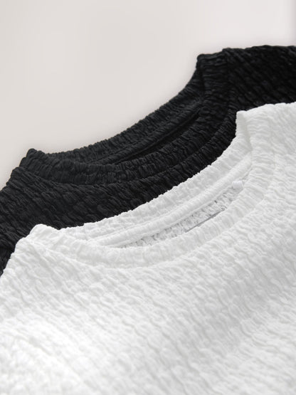 Dsiney Kidz - White/Black Textured Tops 2 Pack (3-16yrs) image 6