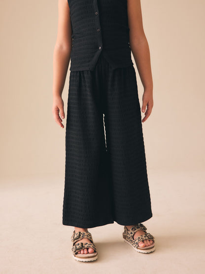 Dsiney Kidz - Black Textured Waistcoat Wide Leg Set (3-16yrs) image 3