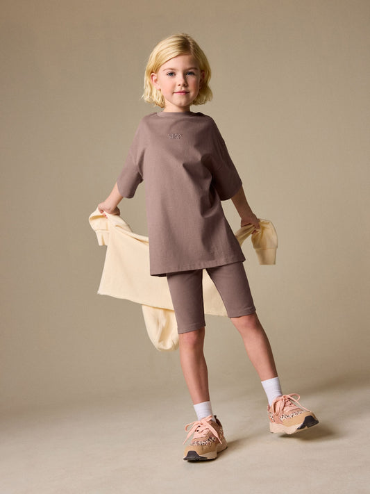 Brown Studio Aura Oversized T-Shirt Cycling Shorts Set (3-16yrs) image 1