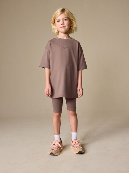 Dsiney Kidz - Brown Studio Aura Oversized T-Shirt Cycling Shorts Set (3-16yrs) image 2