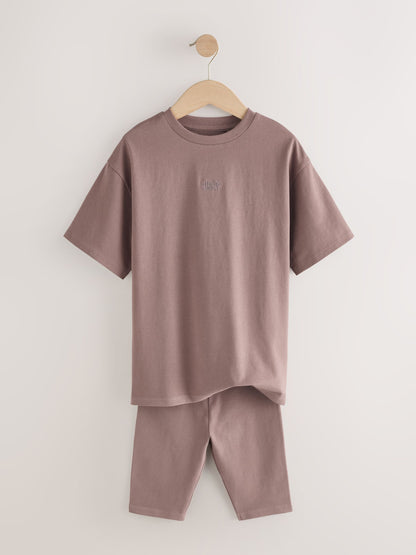 Dsiney Kidz - Brown Studio Aura Oversized T-Shirt Cycling Shorts Set (3-16yrs) image 6