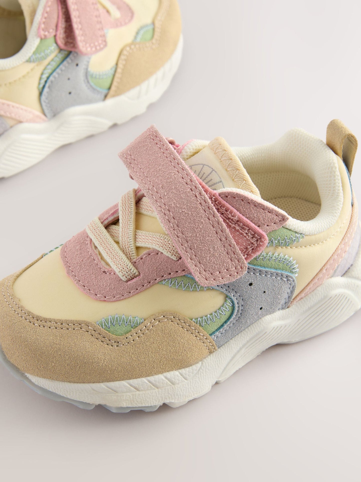 Multi Pastel Wide Fit (G) Elastic Lace Touch Fasten Trainers image 4