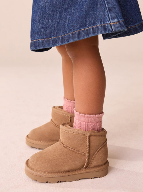 Tan Brown Water Repellent Wide Fit (G) Suede Pull On Boots image 1