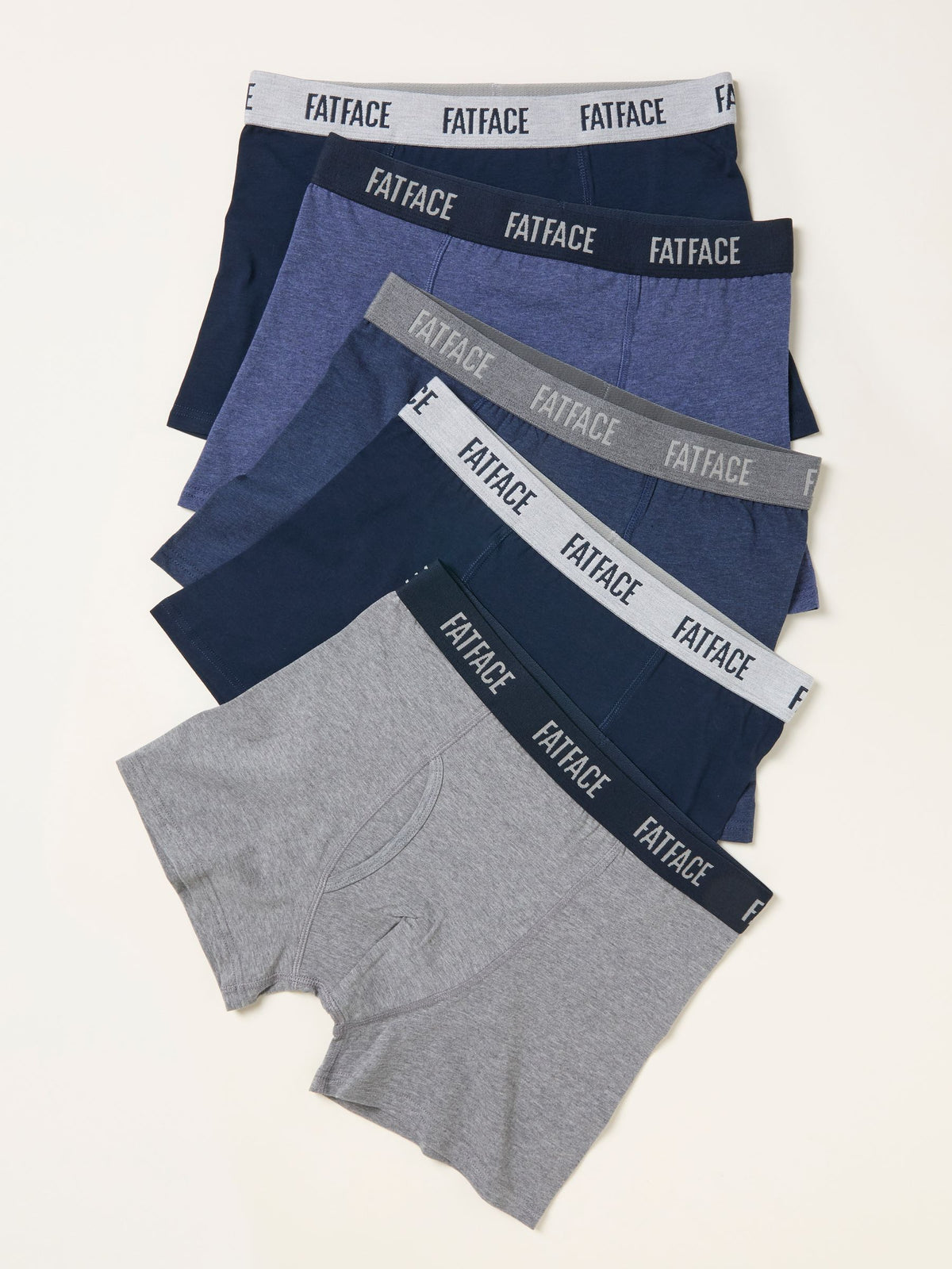 Dsiney Kidz - FatFace 5 Pack Navy/Grey/Blue Plain Boxers image 1