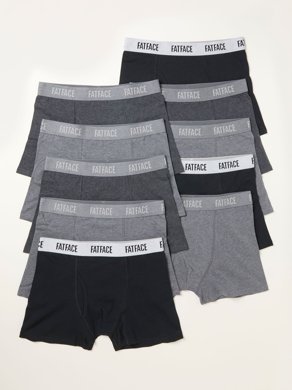 Dsiney Kidz - FatFace 10 Pack Black/Grey Plain Boxers image 1