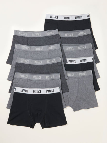 Dsiney Kidz - FatFace 10 Pack Black/Grey Plain Boxers image 1