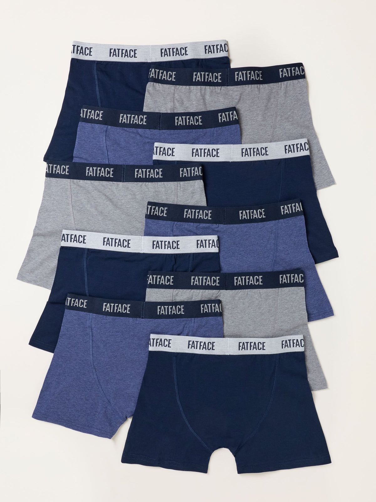 Dsiney Kidz - FatFace 10 Pack Navy/Grey/Blue Plain Boxers image 2