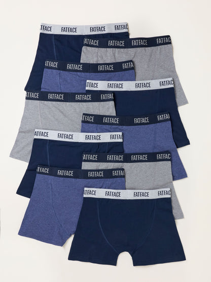 Dsiney Kidz - FatFace 10 Pack Navy/Grey/Blue Plain Boxers image 2
