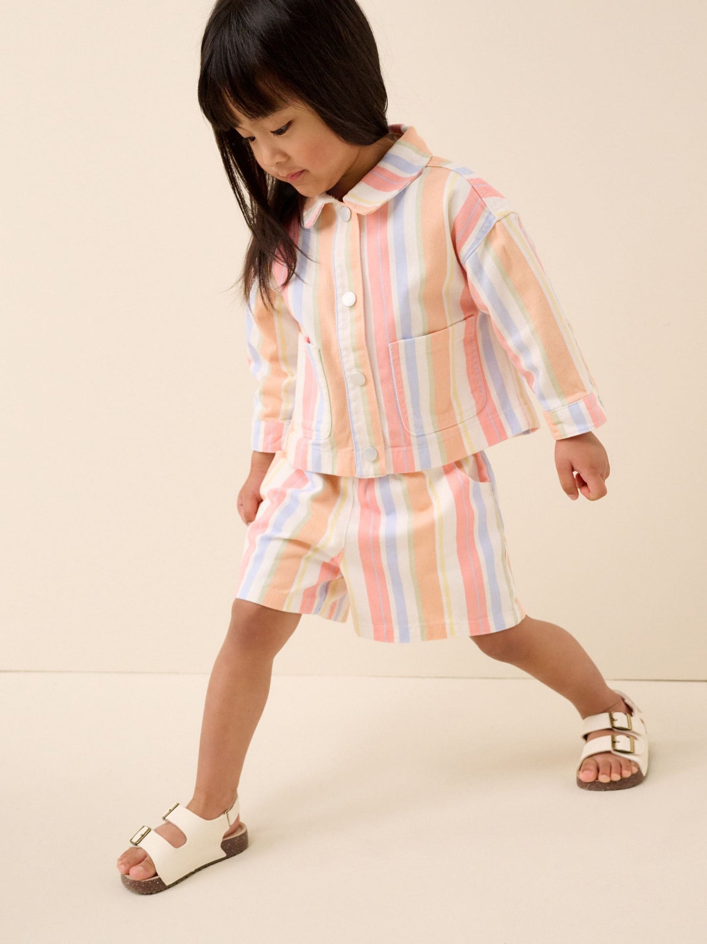 Multi Stripe Printed Jacket And Shorts Set (3mths-7yrs) image 2