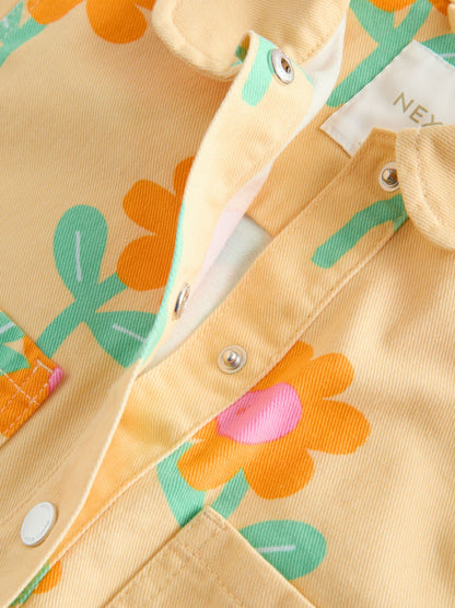 Yellow Flower Printed Jacket And Shorts Set (3mths-7yrs) image 7