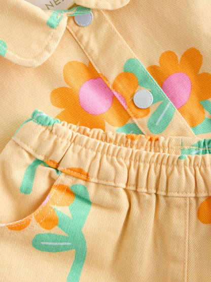 Yellow Flower Printed Jacket And Shorts Set (3mths-7yrs) image 8