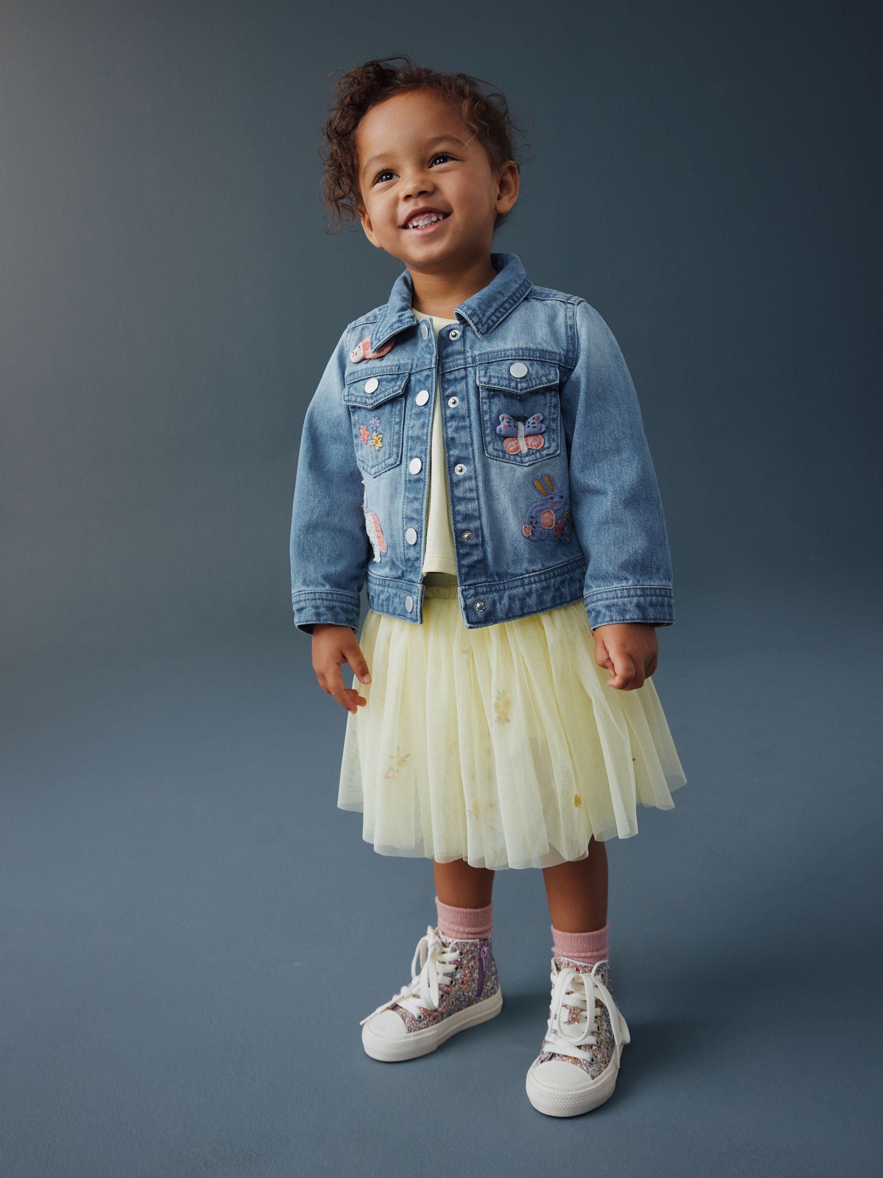 Dsiney Kidz - Mid Blue Denim Unicorn Embroidered Western Jacket (3mths-7yrs) image 2